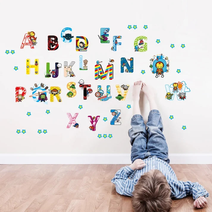 Marvel Superhero Alphabet Letters Removable Wall Sticker Decal Home Decor