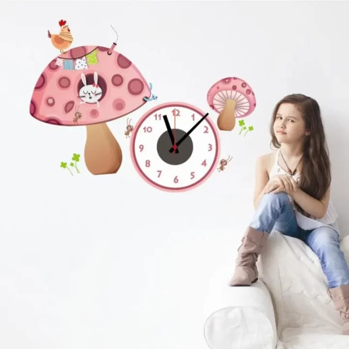 Clock For Wall Cute Sticker Clock Design For Kids Room Wall Art.