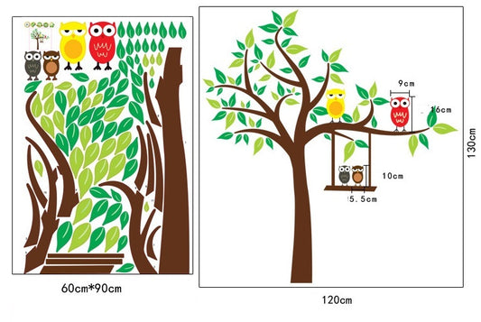 AY-9069 Owl Children House Wall Paper  Lovely Decoration Three Generation Move Except Wall Stickers PVC Removeable Wall Decore
