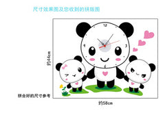 Cute Panda Wall Clock Funny Sticker Clock Design For Kids Room.