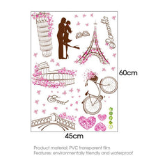Romantic Paris Love Wall Sticker Eiffel Tower Wall Paper Colorful PVC Wall Decal  Removeable Wall Decor