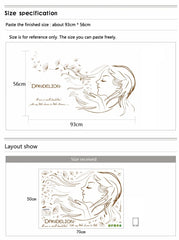 Botanical Woman Face Dandelion Removable Vinyl Wall Sticker Decal