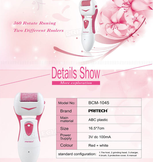 PRITECH Brand Lady Electric Manicure Pedicure System Wet & Dry Use Exfoliator Pedicure Callus Skin Remover Peeling Foot Massager