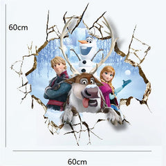 Frozen Broken Wall 3D Effect Sticker With Anna And Olaf