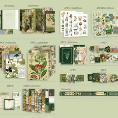 Mans Manor Green Botanical Aesthetic Scrapbook Kit And Stationery Set