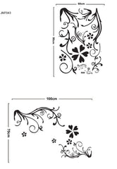 Black Flower Wall Sticker Vinyl Art Wall Paper PVC Removeable Wall Decor  JM-7043