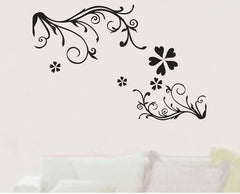 Black Flower Wall Sticker Vinyl Art Wall Paper PVC Removeable Wall Decor  JM-7043