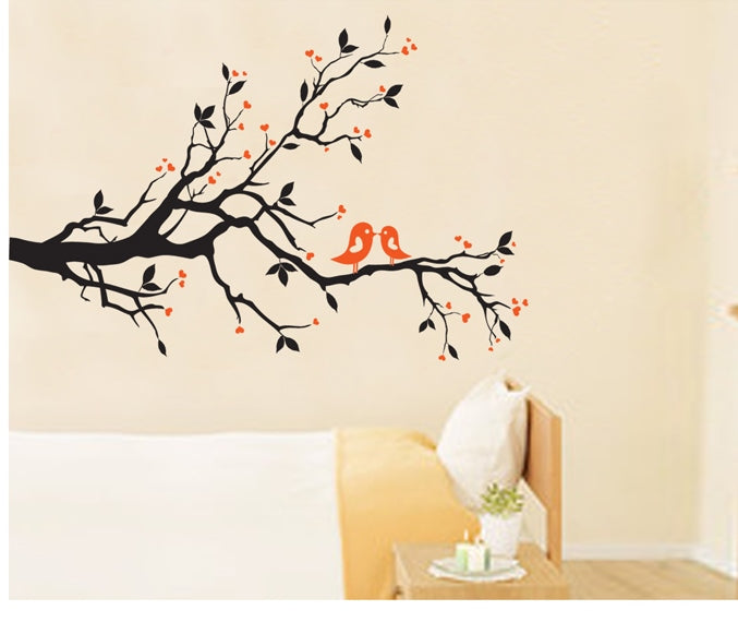 Branches And Birds Wall Sticker Floral Wall Paper Home Decorating PVC Removeable Wall Art Decor JM-7051