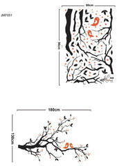 Branches And Birds Wall Sticker Floral Wall Paper Home Decorating PVC Removeable Wall Art Decor JM-7051