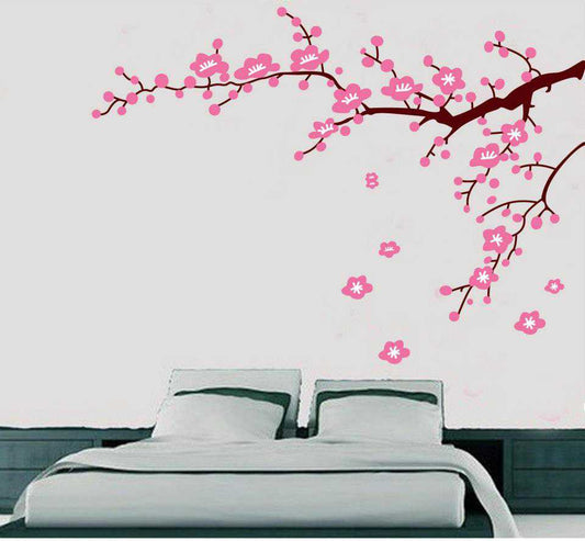 Pink Flower Branches Wall Sticker JM7119 Floral PVC Removeable Wall Paper Self Adhesive Home Wall Art Decor