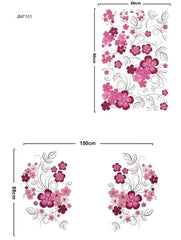 Pink Blossom Wall Sticker Floral Wall Paper Colorful Wall Art Decor For Home PVC Removeable Wall Decal