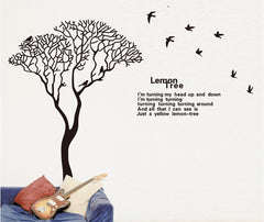 Lemon Tree Wall Sticker Tree And Birds Wall Paper Self Adhesive Wall Decor PVC Removeable Wall Art Decal
