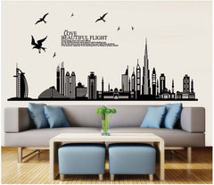 Dubai Buildings Wall Sticker Black Architectural Wall Paper PVC Removeable Wall Art Decor