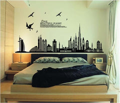 Dubai Buildings Wall Sticker Black Architectural Wall Paper PVC Removeable Wall Art Decor