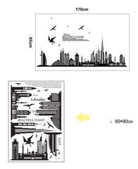 Dubai Buildings Wall Sticker Black Architectural Wall Paper PVC Removeable Wall Art Decor