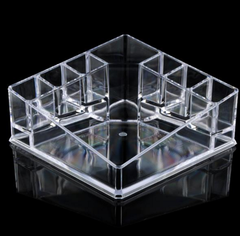 Crystal Clear Acrylic Makeup Organizer Brush, Jewelry & Nail Polish Storage Stand.