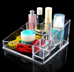 Crystal Clear Acrylic Makeup Organizer Brush, Jewelry & Nail Polish Storage Stand.