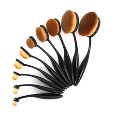 10Pcs Tooth Brush Shape Makeup Brush Oval Makeup Brush Set Multipurpose Foundation Powder Brush Flat Head Face Beauty