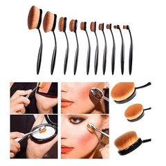 10Pcs Tooth Brush Shape Makeup Brush Oval Makeup Brush Set Multipurpose Foundation Powder Brush Flat Head Face Beauty