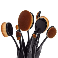 10Pcs Tooth Brush Shape Makeup Brush Oval Makeup Brush Set Multipurpose Foundation Powder Brush Flat Head Face Beauty