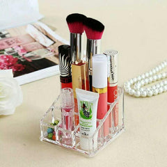 9-Grid Transparent Makeup Organizer Lipstick & Makeup Brushes Stand.
