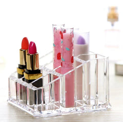9-Grid Transparent Makeup Organizer Lipstick & Makeup Brushes Stand.