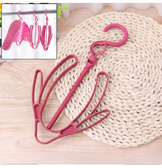 Pink Plastic Double Hook Shoe Drying Rack and Storage Hanger