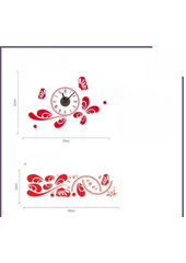 Red Butterfly Floral Motif Wall Clock With Roman Numerals