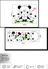Cute Family Panda Bear Wall Clock Decal For Kids