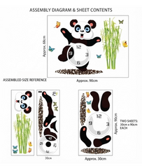 Cute Panda Bamboo Animal Wall Clock Vinyl Sticker Decal Art