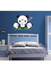 Cute Family Panda Bear Wall Clock Decal For Kids