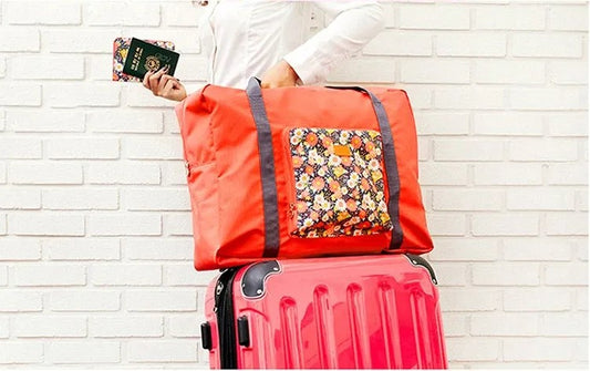 Waterproof Folding Boston Bag Mom & Baby Travel Bag, Lightweight & Multi-Purpose Duffel with Luggage Handle Slot.
