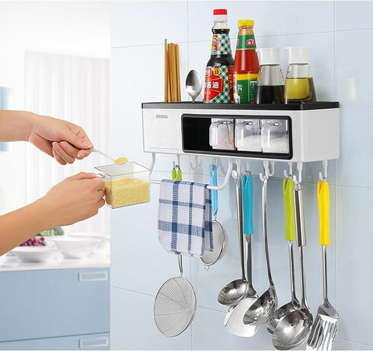 ECOCO Kitchen Shelf Storage Rack/Nail-Free Multi-function Wall-Mounted Kitchen Shelf Knife Kitchenware Storage Box Utensils Storage Box