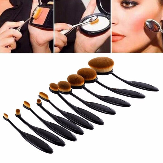 10Pcs Tooth Brush Shape Makeup Brush Oval Makeup Brush Set Multipurpose Foundation Powder Brush Flat Head Face Beauty