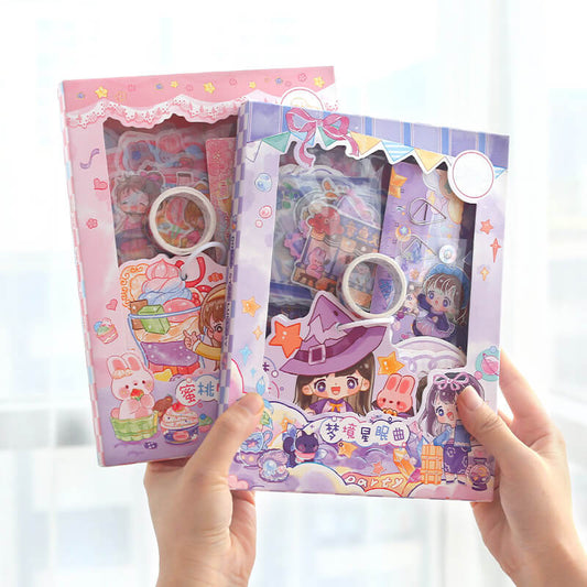 creative kawaii scrapbooking kit – stickers, washi tape & gift set