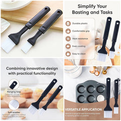 Black plastic handle pastry and oil baking brushes set of two.