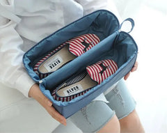 Dual-Compartment Travel Shoe Bag Water-Resistant, Multi-Purpose Storage Organizer with Handle & Zipper Closure.