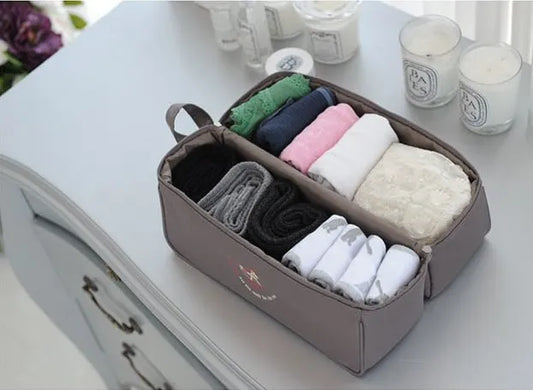 Dual-Compartment Travel Shoe Bag Water-Resistant, Multi-Purpose Storage Organizer with Handle & Zipper Closure.