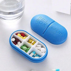 Portable 6-Compartment Pill Box Organizer for Daily Medication Management