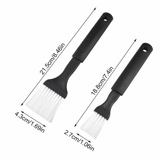 Black plastic handle pastry and oil baking brushes set of two.
