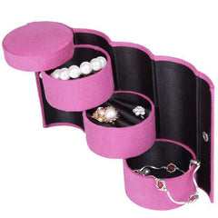 3 Layers Folding Flannel Cylinder Jewelry Storage Box Fashion Portable Travel Choker Ring Ears Necklace Organizer Case Women