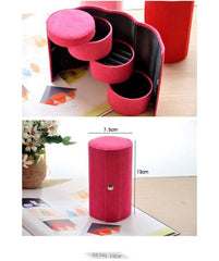 3 Layers Folding Flannel Cylinder Jewelry Storage Box Fashion Portable Travel Choker Ring Ears Necklace Organizer Case Women