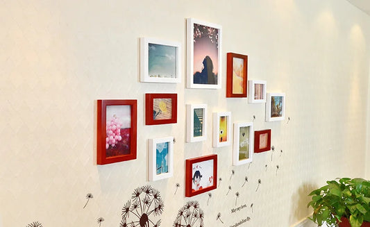 DIY Pure Wooden Frames With Beautiful Flower Wall Sticker For Home Decoration.