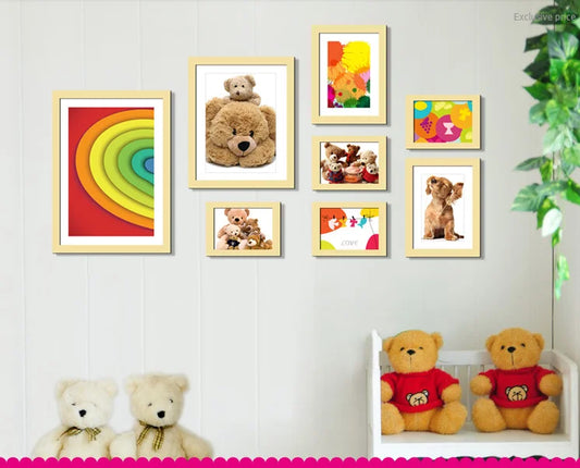 Wooden High Quality Photo Frames With Cute Teddy Bear Photos.