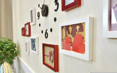Wooden Photo Frame With Acrylic Wall Clock For Home Decoration.