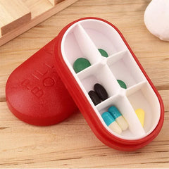 Portable 6-Compartment Pill Box Organizer for Daily Medication Management