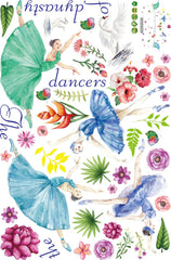 The Dynasty of The Dancers Wall Sticker Colorful Dancing Girls Wall Paper PVC Removeable Wall Art Decor