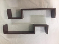 S Shape Floating Wall Shelves Set of 2 MDF Wall Mounted Shelf for Living Room, Bedroom, Office Décor - Display Rack for Cosmetics, Kitchen Wall Storage Unit