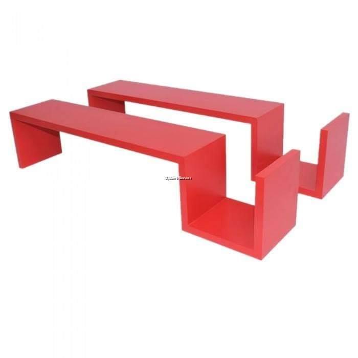 S Shape Floating Wall Shelves Set of 2 MDF Wall Mounted Shelf for Living Room, Bedroom, Office Décor - Display Rack for Cosmetics, Kitchen Wall Storage Unit