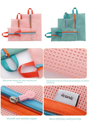 Multi-Size Mesh Travel Pouch Set With Handle Zipper Bags